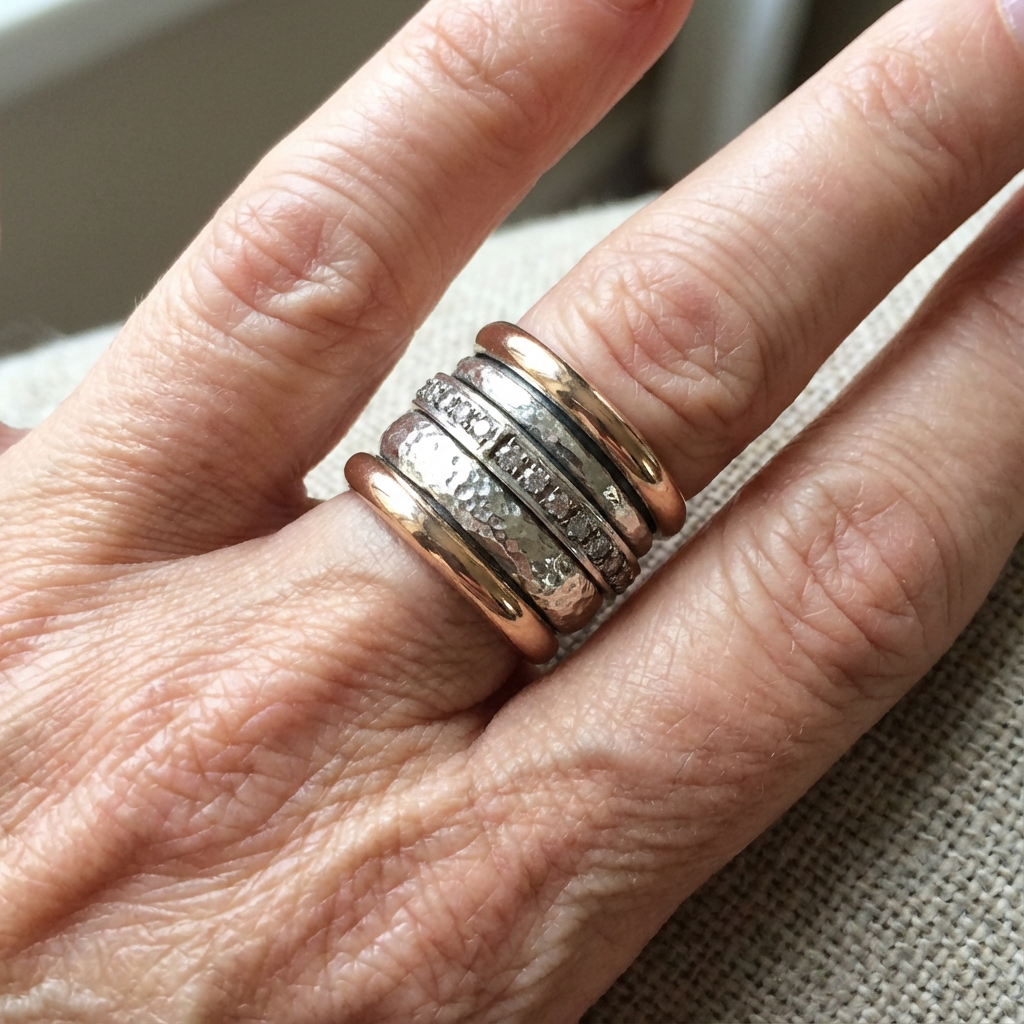 Thick Vintage-Style Two-Tone Ring