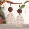 Vintage Hollow Faux Leather Drop Earrings