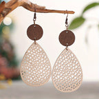 Vintage Hollow Faux Leather Drop Earrings
