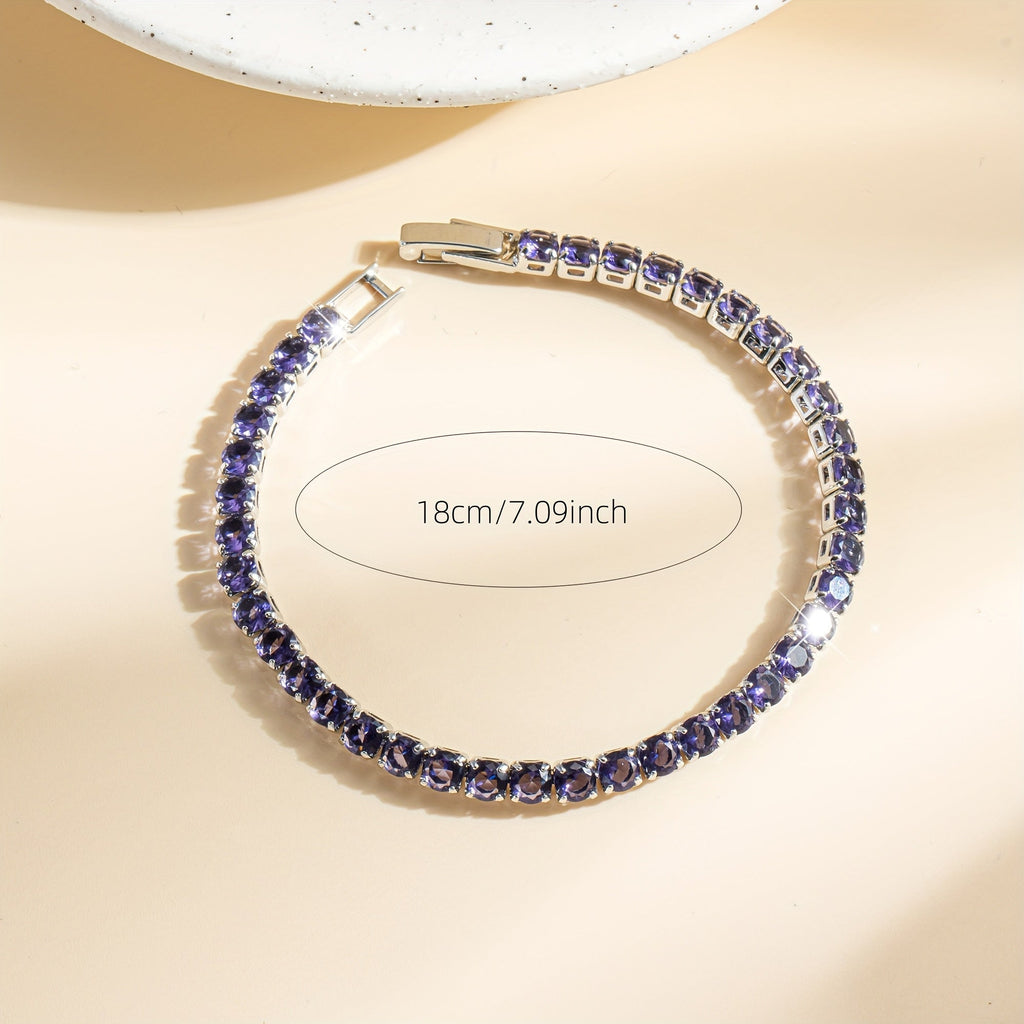 Boho Purple Zirconia Crystal Tennis Bracelet