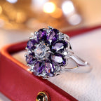 Purple Zirconia Flower Ring