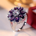 Purple Zirconia Flower Ring