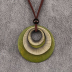 Vintage Layered Disc Long Pendant Necklace