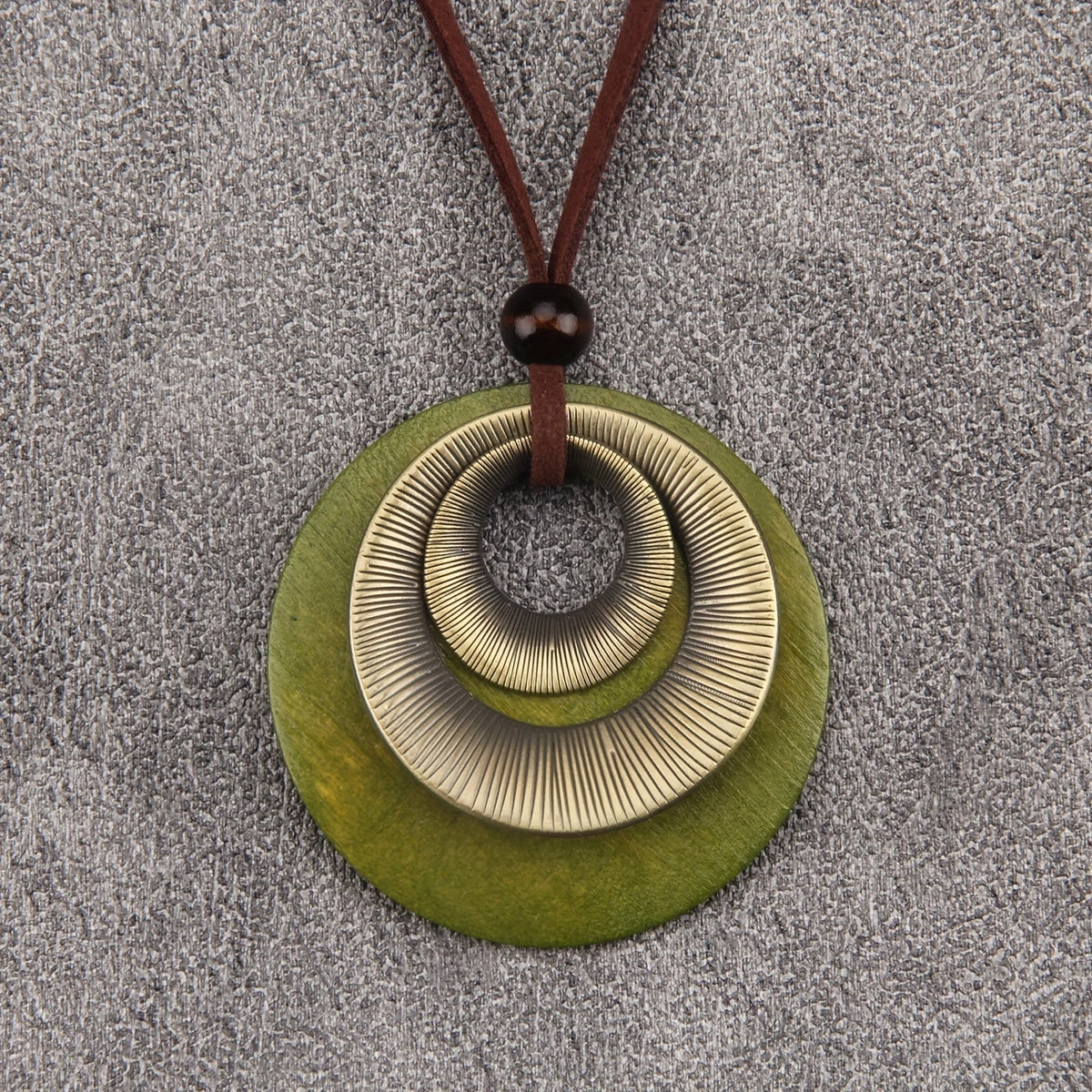 Vintage Layered Disc Long Pendant Necklace