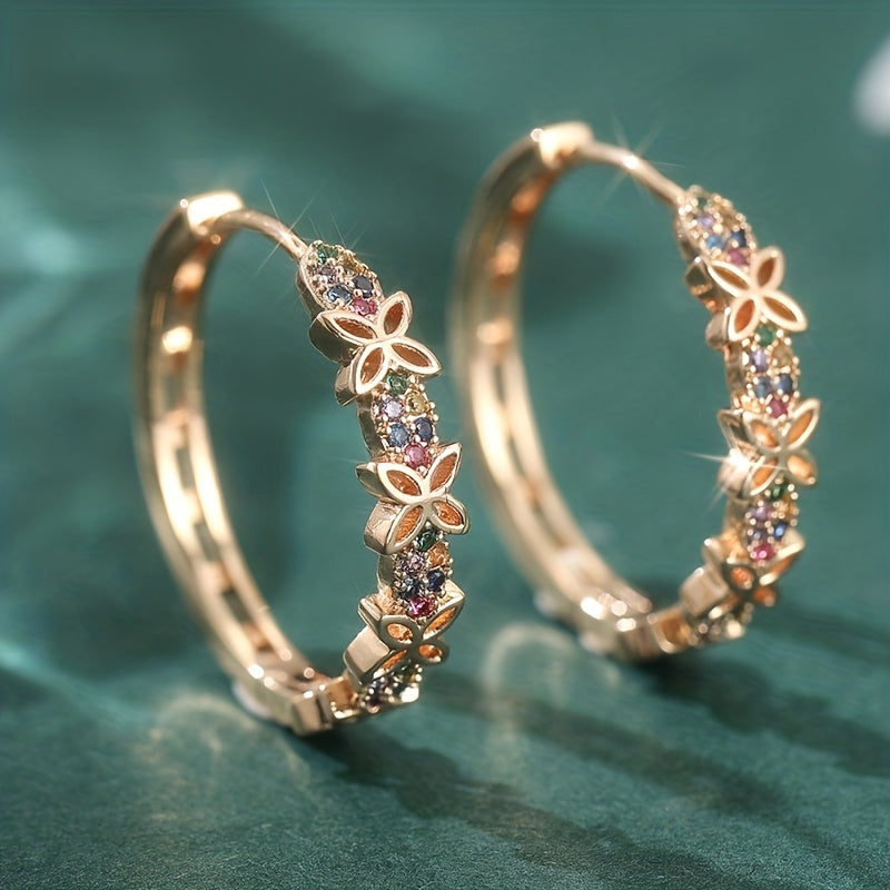 Bohemian Multicolour Zirconia Floral Butterfly Earrings
