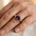 Amethyst-Look Crystal Gold-Tone Statement Ring