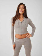 Soft Knit Two-Piece Set with Relaxed Top and Matching Trousers