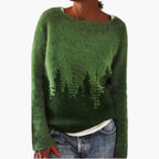 Nordic Pattern Brushed Jumper with a Wide Collar – Sweaters