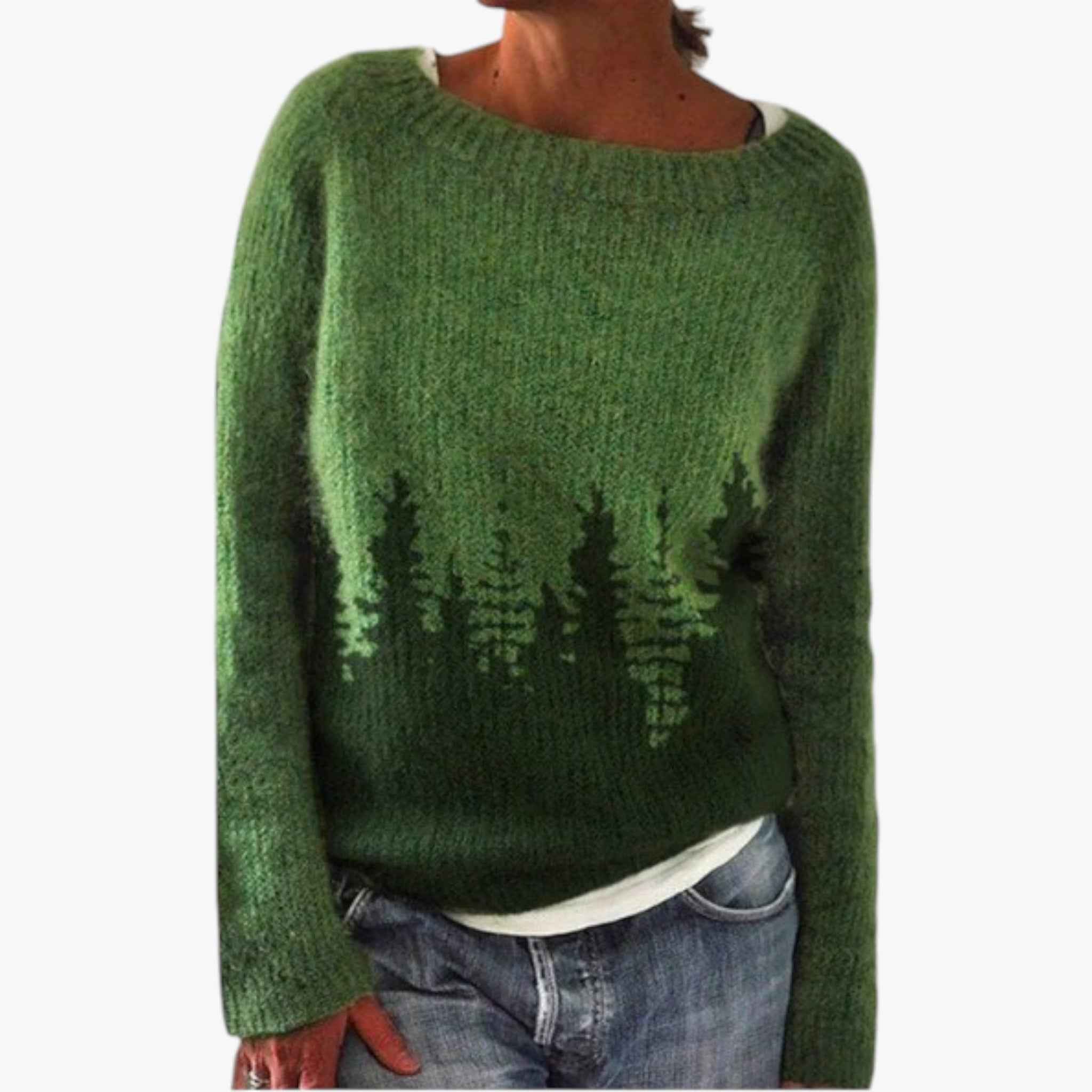 Nordic Pattern Brushed Jumper with a Wide Collar – Sweaters