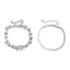 Two-Piece Padlock Chain and Herringbone Bracelet Set