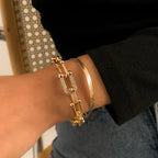 Two-Piece Padlock Chain and Herringbone Bracelet Set
