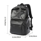 Men's Water-Repellent Black PU Backpack for Commuting