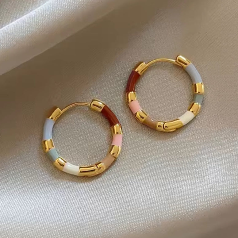 Colourful Gold-Tone Hoop Earrings