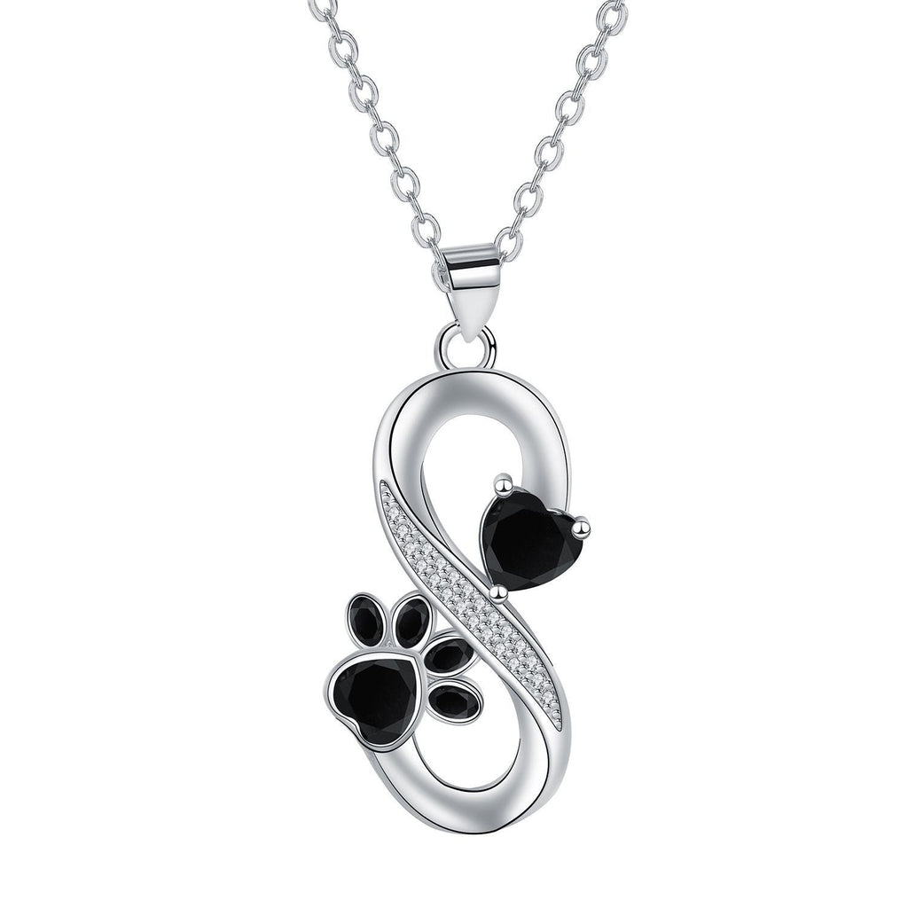 Infinity Hearts and Paw Print Necklace