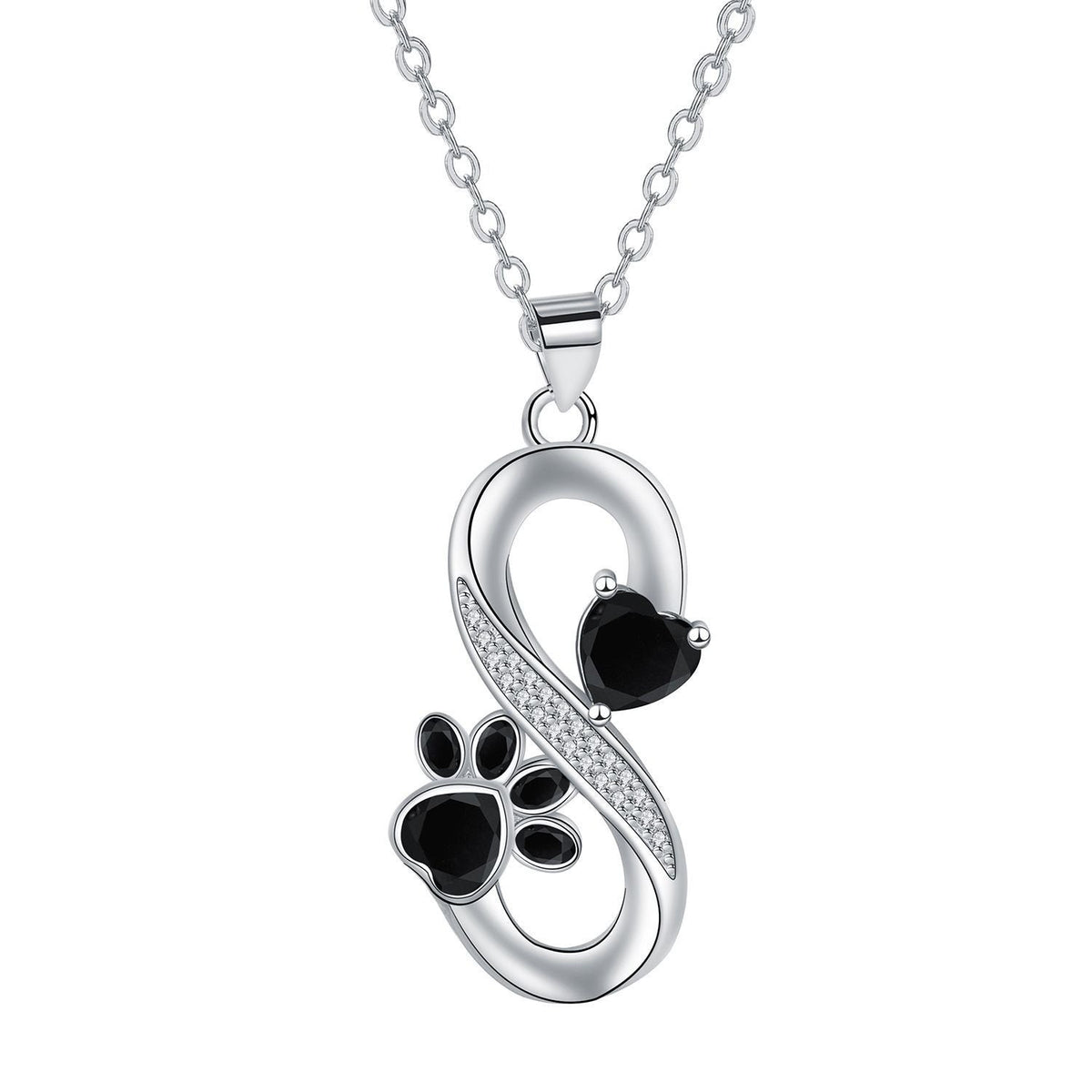 Infinity Hearts and Paw Print Necklace
