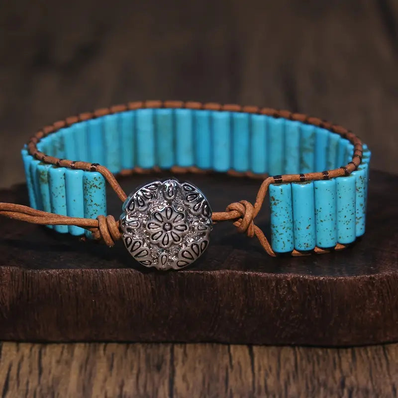 Turquoise Tube Bead Wrap Bracelet