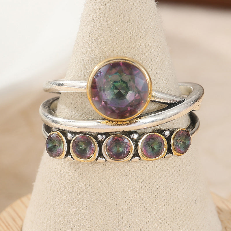 Bohemian Artistic Cubic Zirconia Inlaid Ring