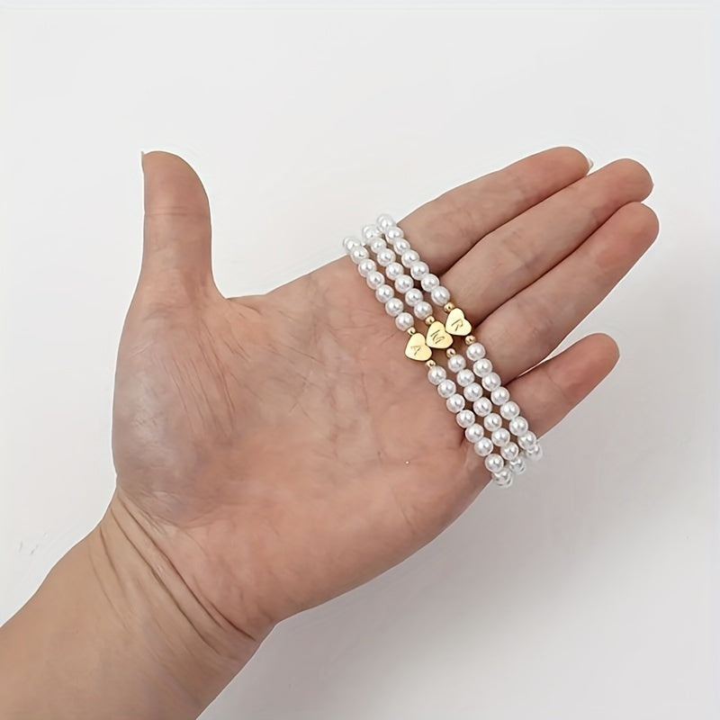 Armband met hart en initiaal van A tot Z