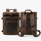 Luxury Full-Grain Leather Laptop Backpack with Padded Back