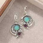 Bohemian Green Zirconia Silver-Plated Drop Earrings