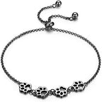 Adjustable 925 Sterling Paw Print Charm Bracelet