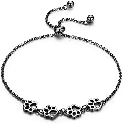 Adjustable 925 Sterling Paw Print Charm Bracelet