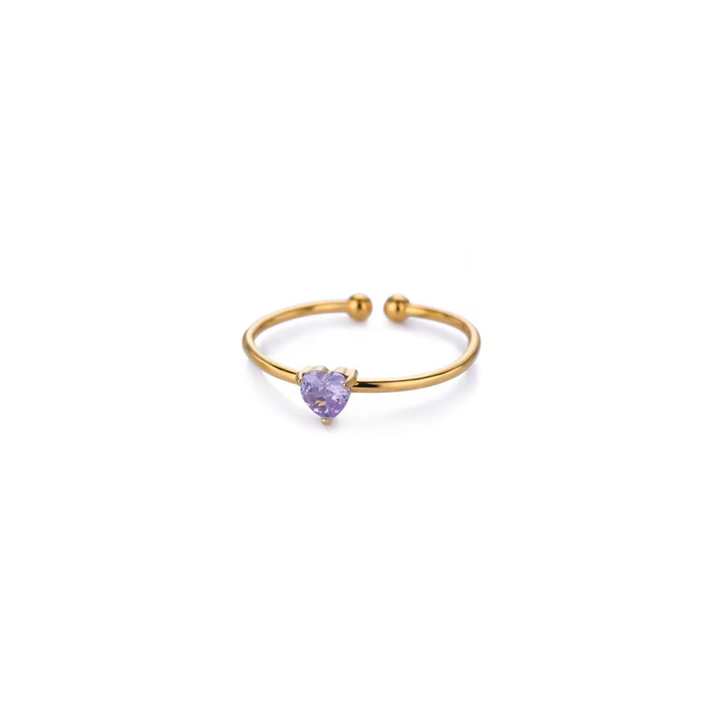 Adjustable 18K Gold-Plated Titanium Steel Birthstone Ring