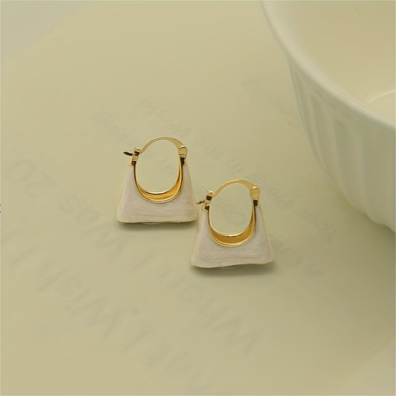 Retro Handbag Enamel Hoop Earrings