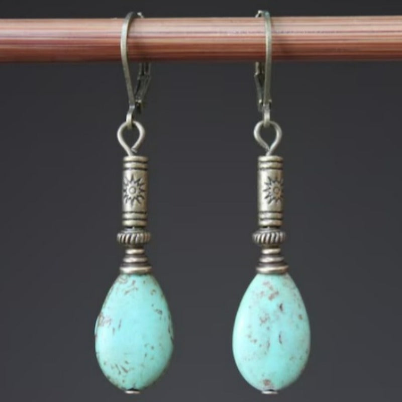 Vintage Bohemian Tibetan-Style Turquoise Earrings