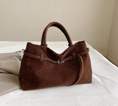 Zachte Faux Suède Shopper met Stevige Handvatten