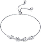 Adjustable 925 Sterling Paw Print Charm Bracelet