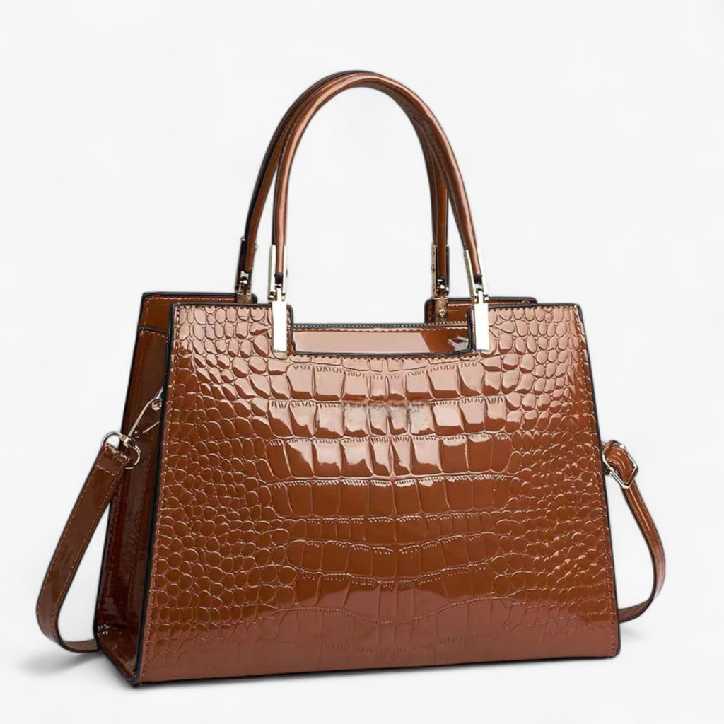Glossy Croc-Effect Statement Handbag in Five Colours