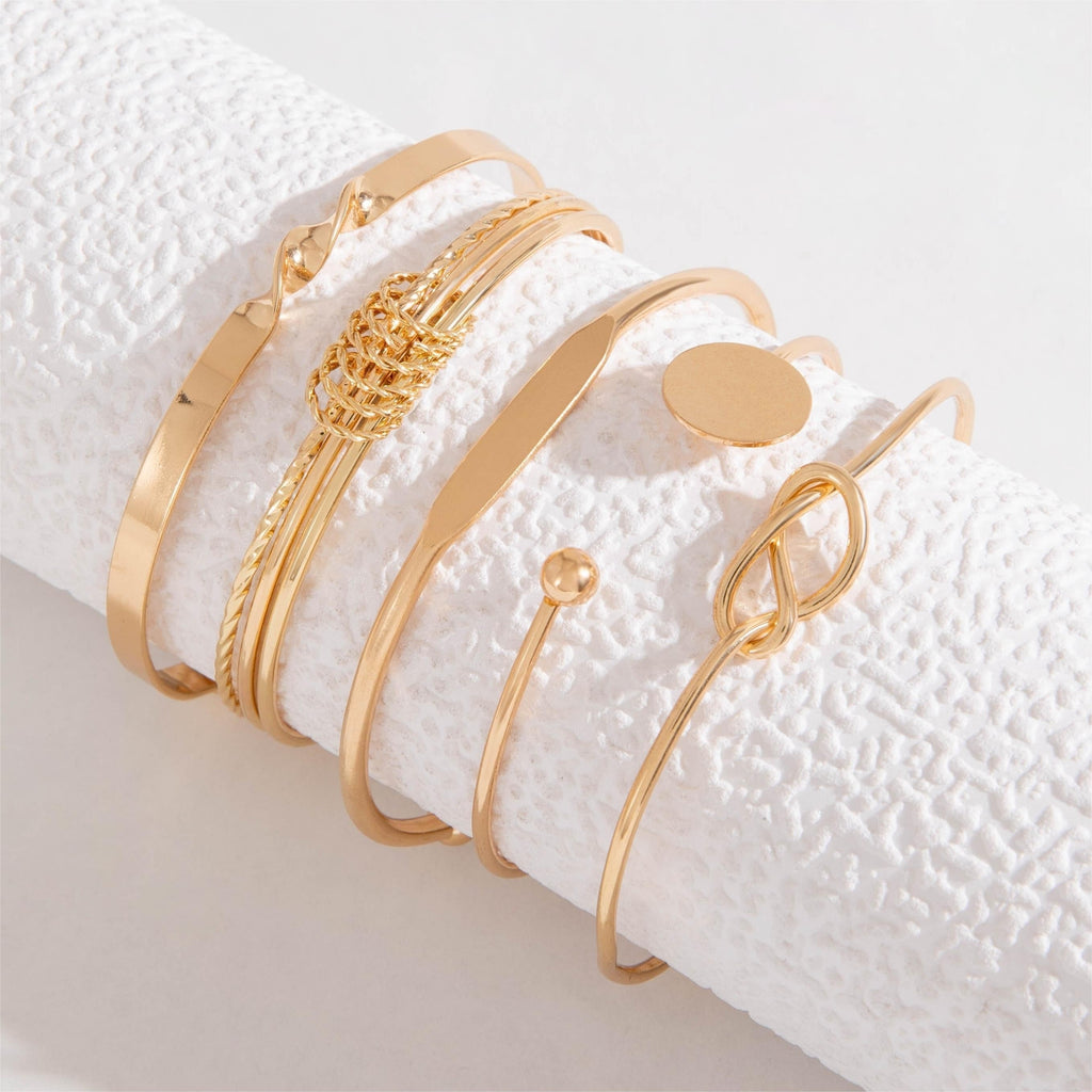 Five-Piece Round Smooth Metal Bangle Set