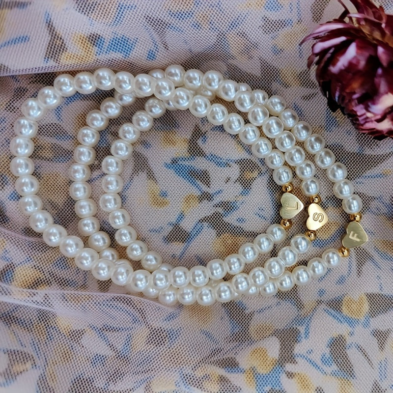 Armband met hart en initiaal van A tot Z