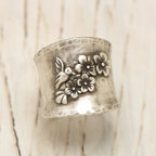 Bird and Flower Wide Band Ring