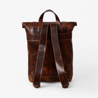 Rugged Full-Grain Cowhide Leather Roll-Top Backpack