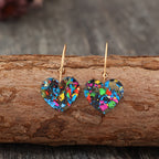 Vintage Resin Glitter Heart Pendant Earrings