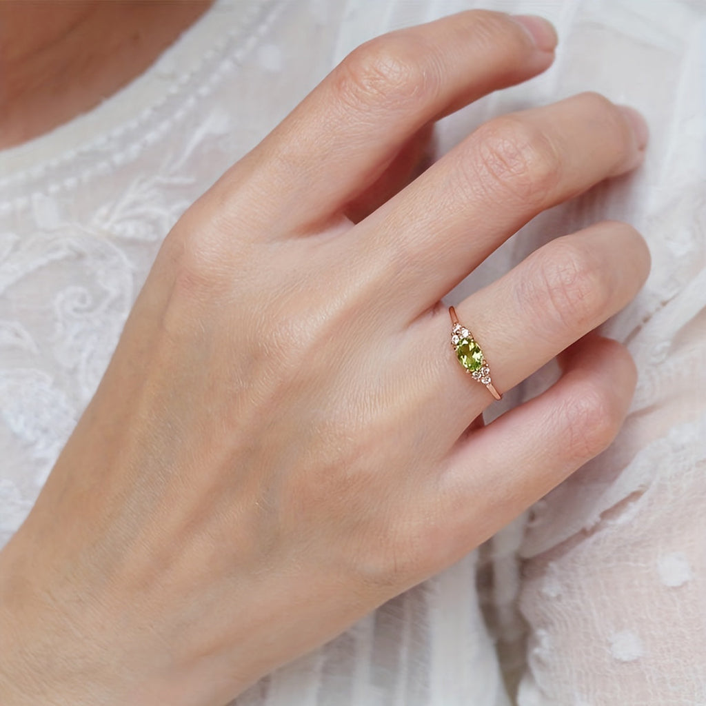Bohemian Oval Zirconia Rose Gold-Plated Ring