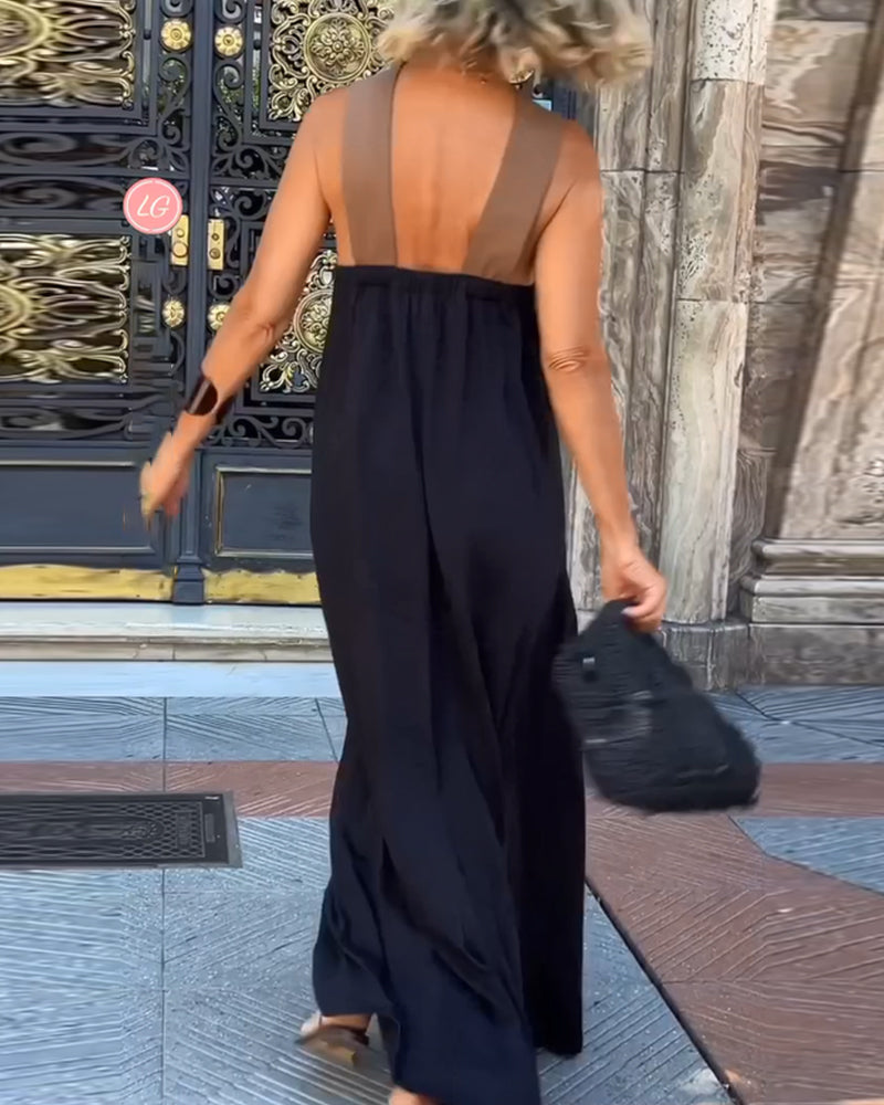 Loose Halter Neck Open Back Maxi Dress