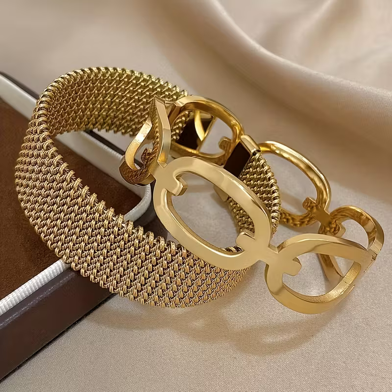 Chunky Gold-Tone Link Bracelet Set