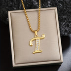 Crystal Accent Initial Necklace in Gold Tone