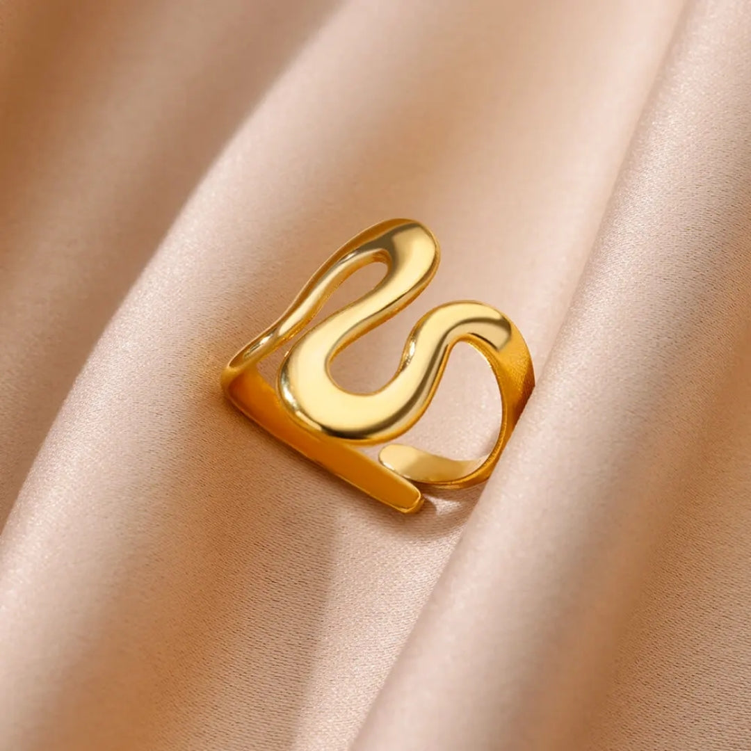 Adjustable Irregular Gold-Tone Ring