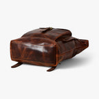 Rugged Full-Grain Cowhide Leather Roll-Top Backpack
