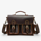 Retro Genuine Leather Laptop Briefcase for Work and Travel