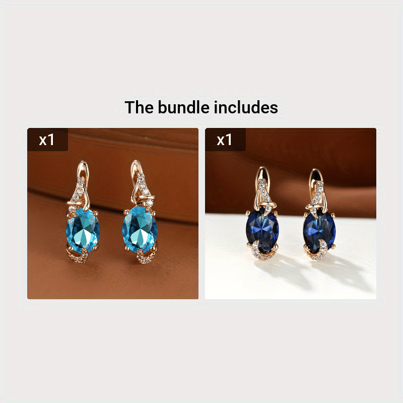 Round and Oval-Cut Stone Drop Earrings