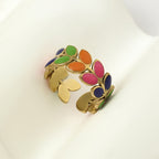 Boho Multicolour Leaf Band Ring