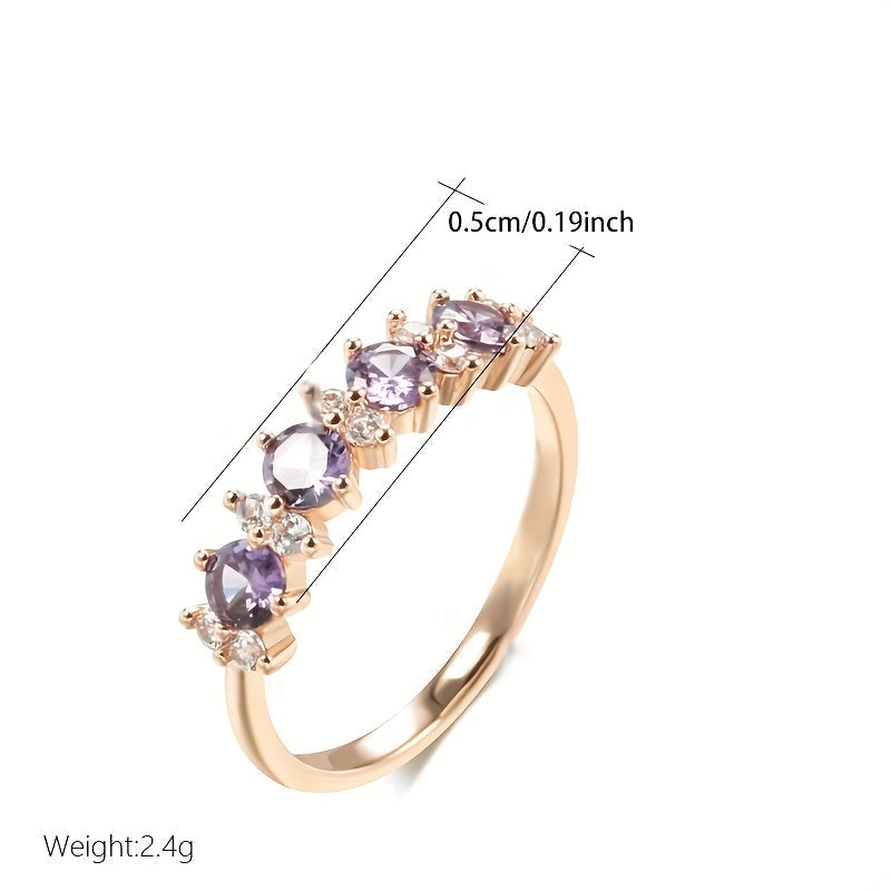Purple Zirconia Diamond-Look Accent Band Ring