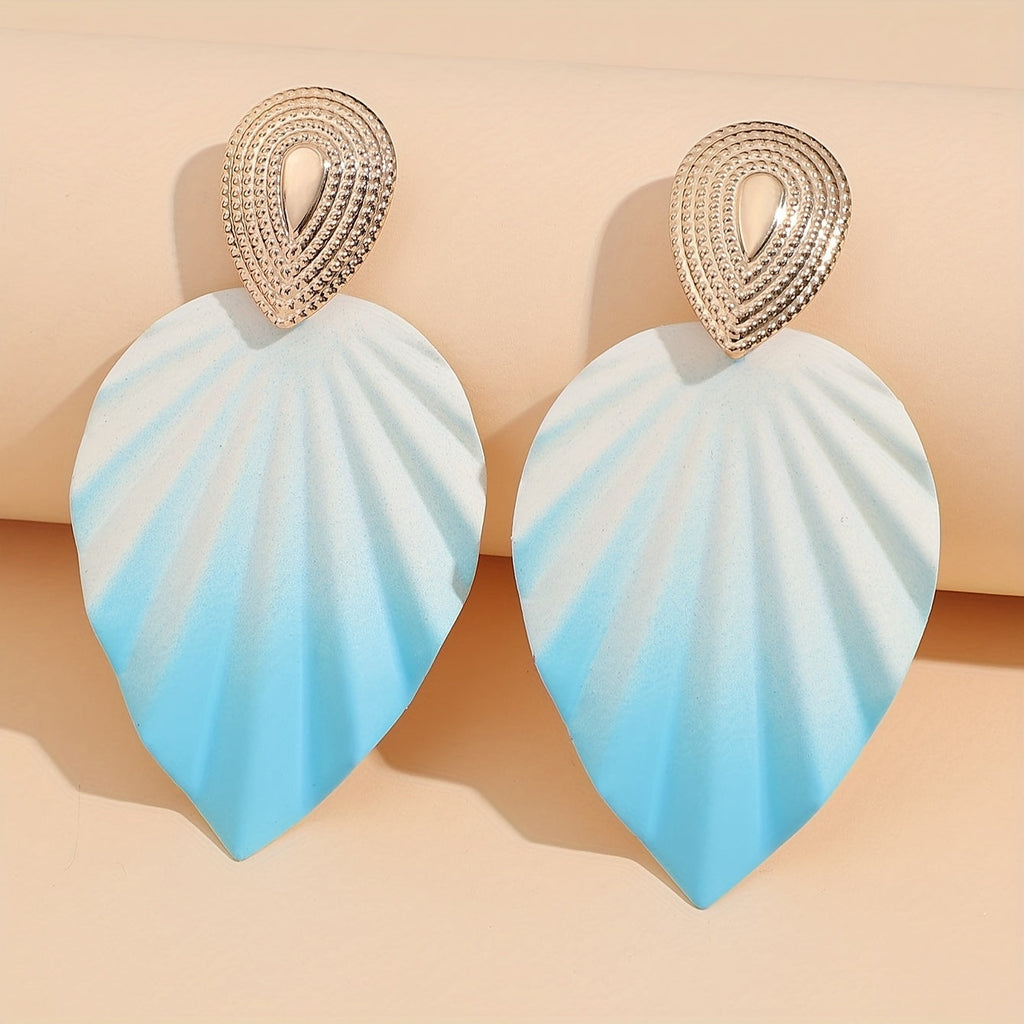 Vintage-Style Leaf Geometric Earrings