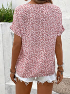Viscose Button-Front Blouse with Floral Print