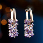Purple Zirconia Gold-Plated Dangle Earrings
